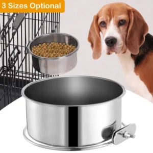 Stainless Steel Hanging Dog Bowl - Detachable Pet Food Bowl
